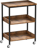 Kitchen Microwave Cart, 3 Tier Rolling Utility Cart on Wheels Coffee Cart, Storage Islands for Living and Kitchen Room