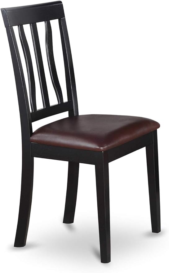 East West Furniture LGAN7-BLK-LC 7 Piece Kitchen Table Set Consist of a Rectangle Dining Table with Butterfly Leaf and 6 Faux Leather Dining Room Chairs, 42x84 Inch, Black