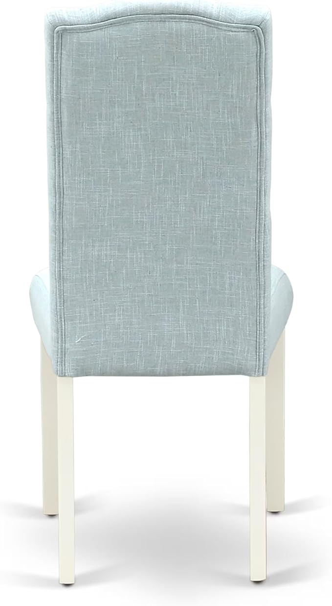 East West Furniture V097CE215-7 7 Piece Kitchen Table Set Consist of a Rectangle Dining Table with V-Legs and 6 Baby Blue Linen Fabric Parson Dining Room Chairs, 40x72 Inch, Multi-Color