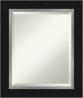 Amanti Art Black Bathroom Mirror for Over Sink, 26x22 Eva Black Silver Rectangle Vanity Mirror, Small Modern Contemporary Frame, Hangs Horizonally and Vertically, Bathroom Wall Decor, Beveled Edge
