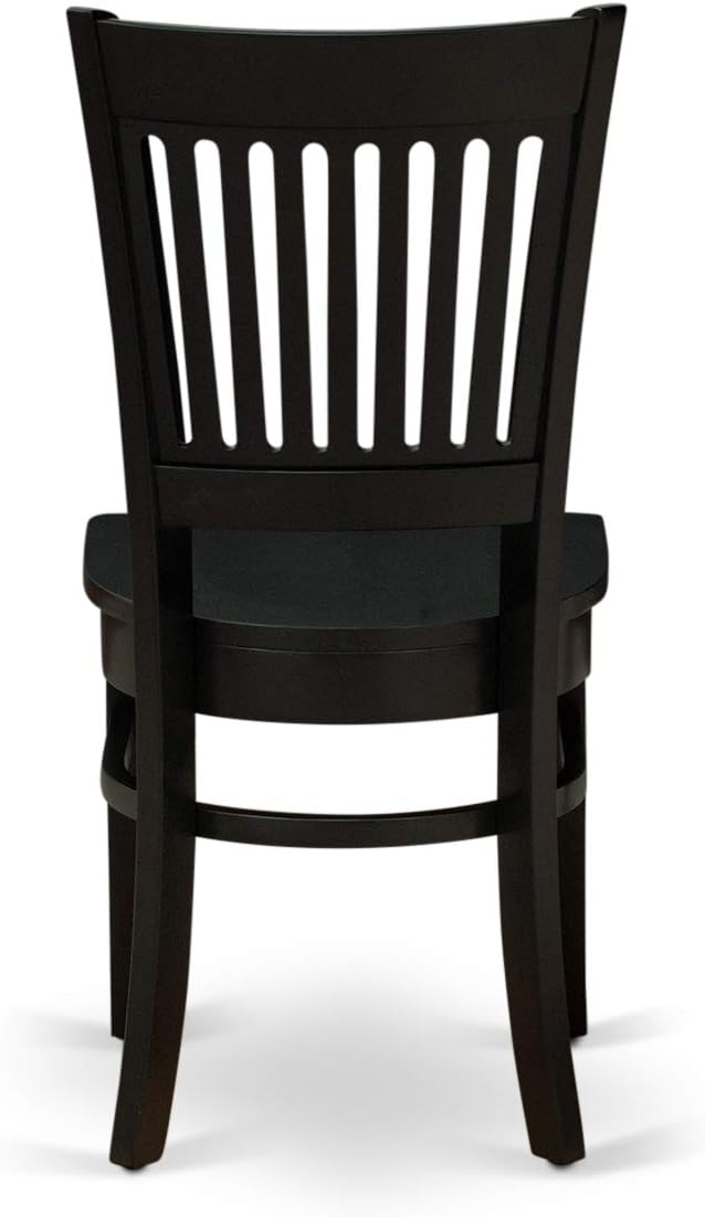 East West Furniture ANVA5-BLK-W 5 Piece Modern Dining Table Set Includes a Round Kitchen Table with Pedestal and 4 Dining Room Chairs, 36x36 Inch, Black