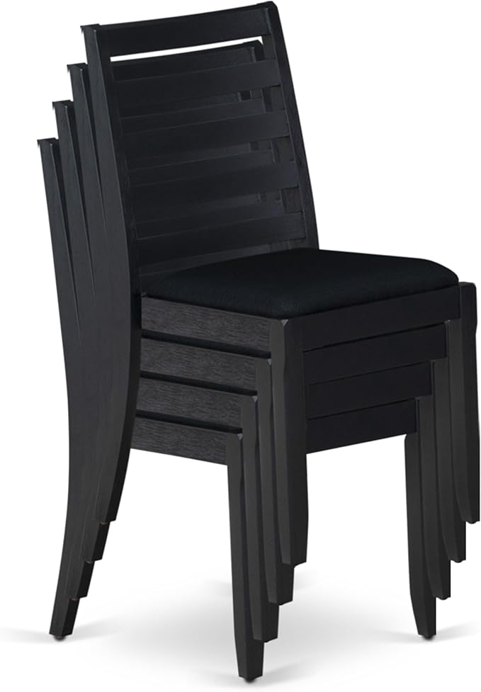 X12X1-006-24 - 13-piece Modern Dining Room Table Set a Rectangular Dining Table and 12 Black Polyester Fabric Stackable Chair, 39x120 Inch, Wire Brushed Black