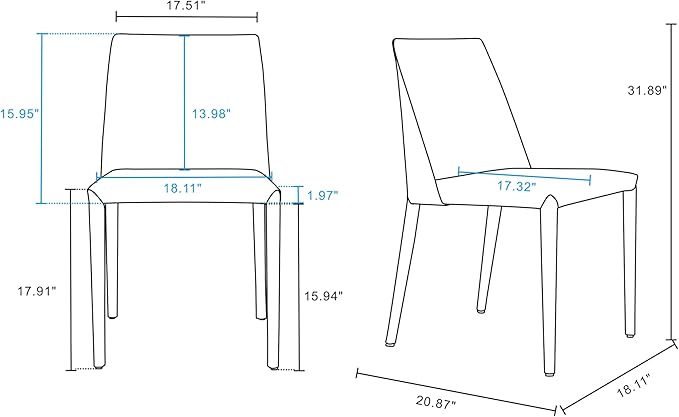 Manhattan Comfort Paris Modern Saddle Leather Dining Chairs, Metal Frame, Comfortable Padded Seat, Fully Assembled Kitchen Accent Furniture, Set of 2, Set of 2, Coral