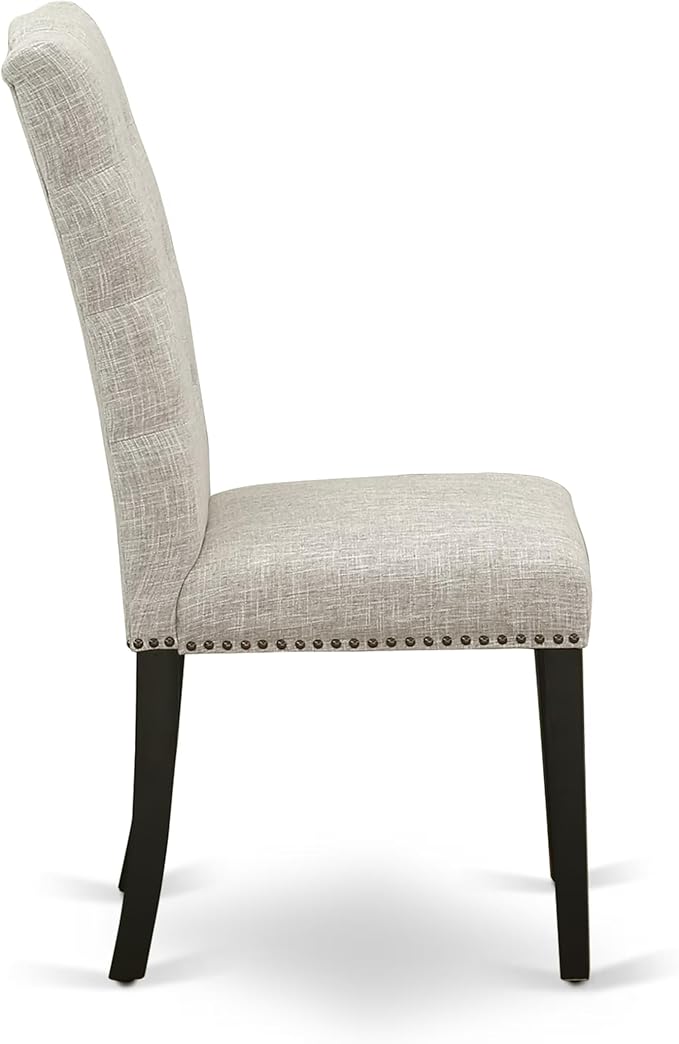 East West Furniture V697EL635-5 5 Piece Modern Dining Table Set Includes a Rectangle Wooden Table with V-Legs and 4 Doeskin Linen Fabric Parsons Dining Chairs, 40x72 Inch, Multi-Color
