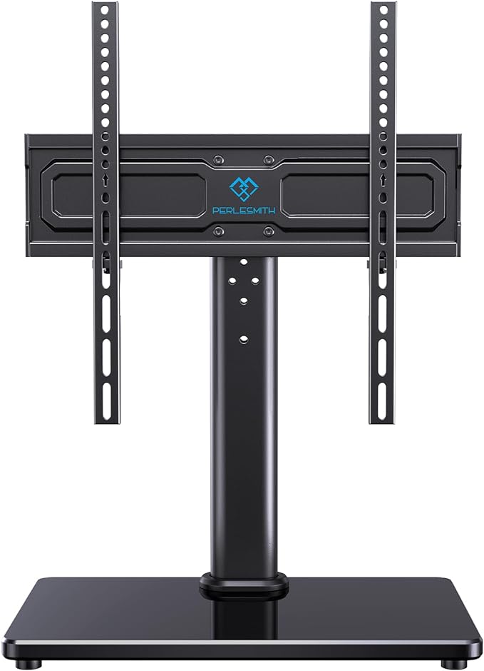 PERLESMITH Universal Swivel TV Stand for 24-60 inch TVs up to 99 lbs, 8 Height Adjustable Table Top TV Stand, TV Base Stand with Tempered Glass Base, Max VESA 400x400mm, PSTVS33