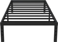 16 Inch Twin Bed Frames No Box Spring Need, Metal Platform Bed Frame Twin Size Heavy Duty Mattress Foundation with 14 Inch Storage, Eassy Assembly 2,500 lbs Steel Slats Support, Black