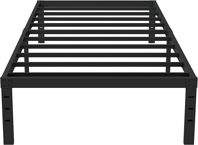Twin Bed Frame No Box Spring Needed, 14 Inch Heavy Duty Metal Platform Bed Frame Twin Size with Storage, 2500lbs Steel Slats Support, Easy Assembly, Black
