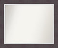 Amanti Art Brown Bathroom Mirror for Over Sink, 28x34 Ellie Brown Silver Rectangle Vanity Mirror, Large Modern Frame, Hangs Horizonally and Vertically, Bathroom Wall Decor, Non-Beveled Edge