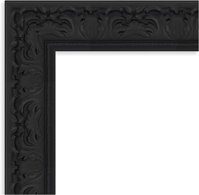 Amanti Art Black Bathroom Mirror for Over Sink, 29x35 Luxe Black Rectangle Vanity Mirror, Large Traditional Frame, Hangs Horizonally and Vertically, Bathroom Wall Decor, Beveled Edge