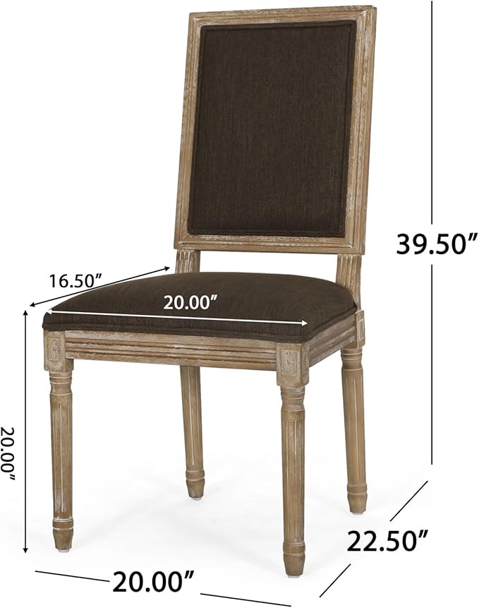 Merax Upholstered Solid Wood Dining Chairs Set of 2, French Country Style Accent Side Seating Furniture for Kitchen, Living Room, Cushioned Back, Brown