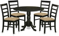 East West Furniture DLPF5-BLK-C 5 Piece Dining Table Set for 4 Includes a Round Kitchen Table with Dropleaf and 4 Linen Fabric Dining Room Chairs, 42x42 Inch, Black