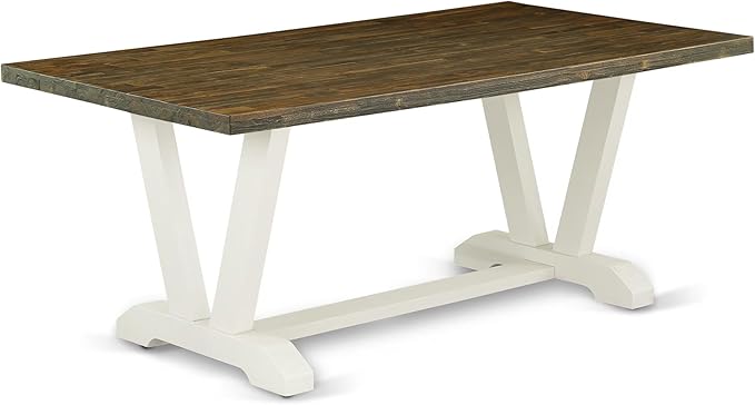 East West Furniture V077VE005-5 5 Piece Dining Table Set for 4 Includes a Rectangle Kitchen Table with V-Legs and 4 Grey Linen Fabric Parsons Dining Chairs, 40x72 Inch, Multi-Color
