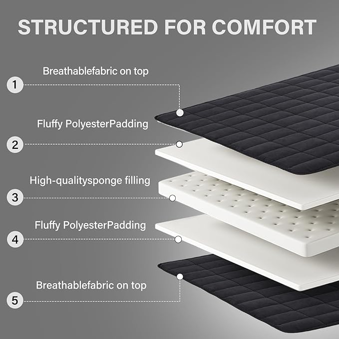 Welnow Japanese Futon Floor Mattress, Full Size Thick Tatami Mat Portable & Foldable Roll Up Floor Bed Mattress with Storage Bag, Sleeping Pad for Adults, Dorm, Guest Bed, Camping and Travel, Black