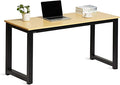 Decoholic 55 Inch Computer Desk, Home & Office PC Laptop Study Writing Table Workstation with Leg Bars, Modern Simple Industrial Style, Oak