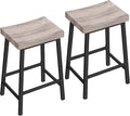 Bar Stools, Counter Height Bar Stools Set of 2, 23.7 Inch Saddle Stools with Footrest, Kitchen Stools, Industrial Style, for Dining Room, Counter, Bar, Greige BAHG0801