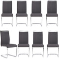 Dining Chairs Set, Kitchen Modern Metal Chairs with Faux Leather Padded Seat High Back and Sturdy Chrome Legs, Chairs for Dining Room (Grey, Set of 8)