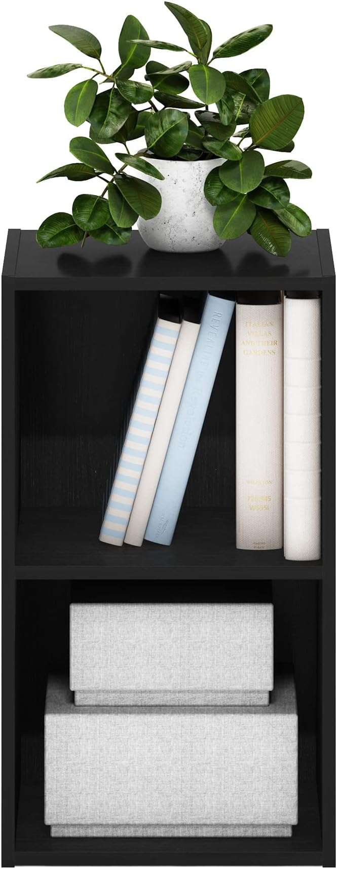 Furinno Luder Bookcase / Book / Storage, 2-Tier Cube, Blackwood