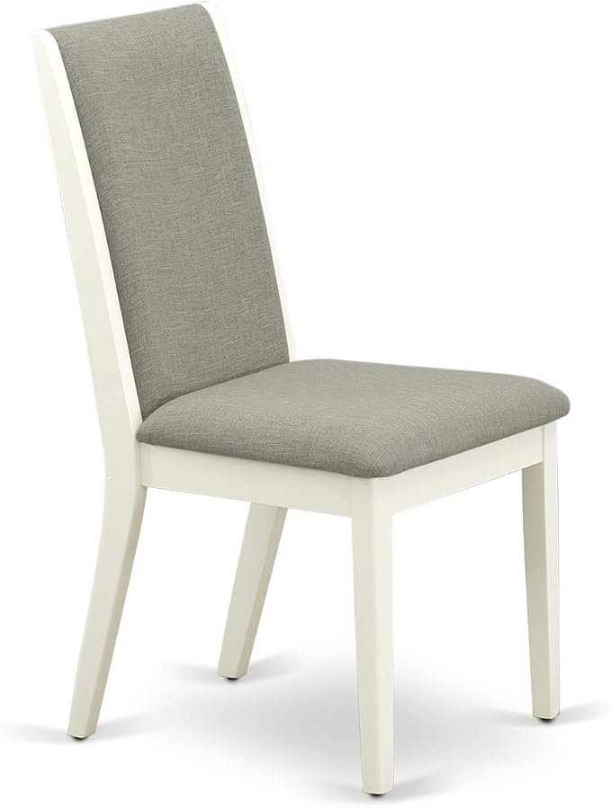 East West Furniture ANLA5-LWH-06 5 Piece Dining Room Furniture Set Includes a Round Kitchen Table with Pedestal and 4 Shitake Linen Fabric Parsons Dining Chairs, 36x36 Inch, Linen White