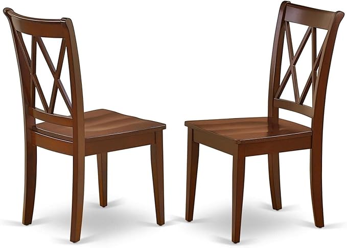 East West Furniture DLCL3-MAH-W 3 Piece Dining Table Set for Small Spaces Contains a Round Dining Room Table with Dropleaf and 2 Wooden Seat Chairs, 42x42 Inch, Mahogany