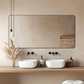 ANDY STAR Black Bathroom Mirrors for Over Sink, 24x48 Inch Matte Black Mirror for Bathroom, Rectangle Metal Vanity Mirror for Wall-Modern Clean Design with Superior Stainless Steel Frame
