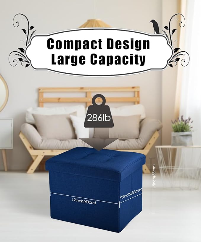 Ottoman Storage Ottoman Foot Rest Stool Foldable Bench with Storage Student Dormitory Bedroom and Entryway Storage 17 X 13 X 13