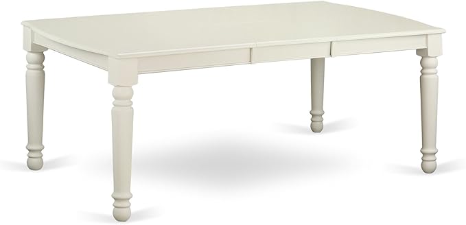 East West Furniture DOCL7-LWH-C 7 Piece Kitchen Table & Chairs Set Consist of a Rectangle Dining Table with Butterfly Leaf and 6 Linen Fabric Dining Room Chairs, 42x78 Inch, Linen White
