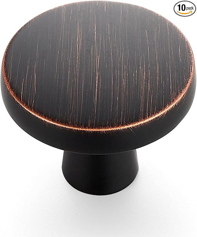 Ravinte 10 Pack Drawer Pulls 1-1/4 Inch Kitchen Cabinet Knobs Solid Round Dresser Drawer Knobs Oil-Rubbed Bronze Dresser Knobs Drawer Knobs Simple Cabinet Hardware for Cupboard Drawer Pulls