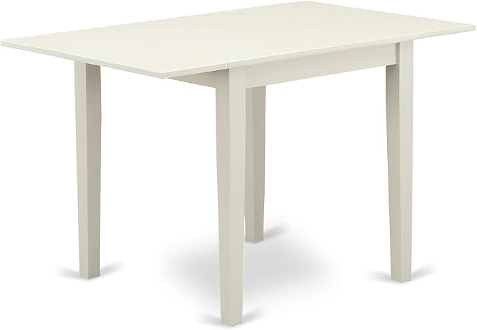 East West Furniture NDGR3-LWH-W 3 Piece Dining Set Contains a Rectangle Dining Room Table with Dropleaf and 2 Kitchen Chairs, 30x48 Inch, Linen White