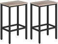 Bar Stools, Set of 2 Bar Chairs, Kitchen Breakfast Bar Stools with Footrest, 25.8" Dining Stools, Rectangular Industrial Bar Chairs, for Dining Room, Kitchen, Greige BAHG0101Z