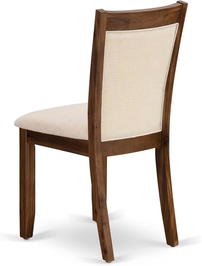 East West Furniture V797MZN32-7 7 Piece Modern Dining Table Set Consist of a Rectangle Wooden Table with V-Legs and 6 Light Beige Linen Fabric Parsons Dining Chairs, 40x72 Inch, Multi-Color