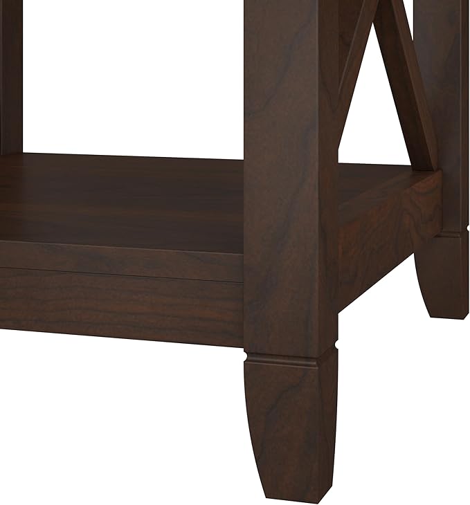 Bush Furniture Key West Small 2 Shelf Bookcase in Bing Cherry, Compact Home Organizer, Vertical Storage Solution, Bookshelf for Office or Living Room