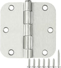 48 Pack Interior Door Hinges Brushed Nickel 3.5 Inch x 3 1/2" Rounded 5/8" Radius 3 ½"Satin Iron Bifold Residential Hinge for French Style Slab Single/Double Doors Hardware Kit Living/Bed Room