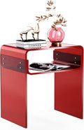 Clear Acrylic End Table 2-Tier Bedside Nightstand for Living Room Bedroom (1, Red)