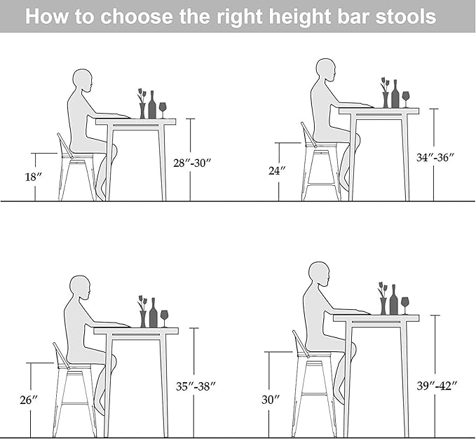 Changjie Furniture 24 Inches Metal Barstools Set of 4 Counter Height Bar Stools Industrial Stools with Backs High Back Chairs for Kitchen Island (24 Inch, Silver)