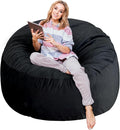 4 Ft Bean Bag Chairs for Adults/Teens with Memory Foam Filling, Comfy Bean Bag Sofa with Filler Included, Soft Dutch Velvet Fabric Beanbags,4 Foot, Black