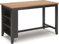 Signature Design by Ashley Gesthaven Contemporary Counter Height Dining Table with 3 Shelves and Trestle Base, Light Brown & Dark Brown