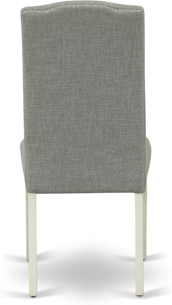 East West Furniture V097EN206-6 6 Piece Kitchen Table Set Contains a Rectangle Dining Table and 4 Dark Shitake Linen Fabric Upholstered Chairs with a Bench, 40x72 Inch, Multi-Color