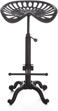 Industrial Bar Stool-Swivel Tractor Seat-Kitchen Dining Counter Chair-Extra Pub Height- Adjustable 24.8-31"-Iron Cast Design