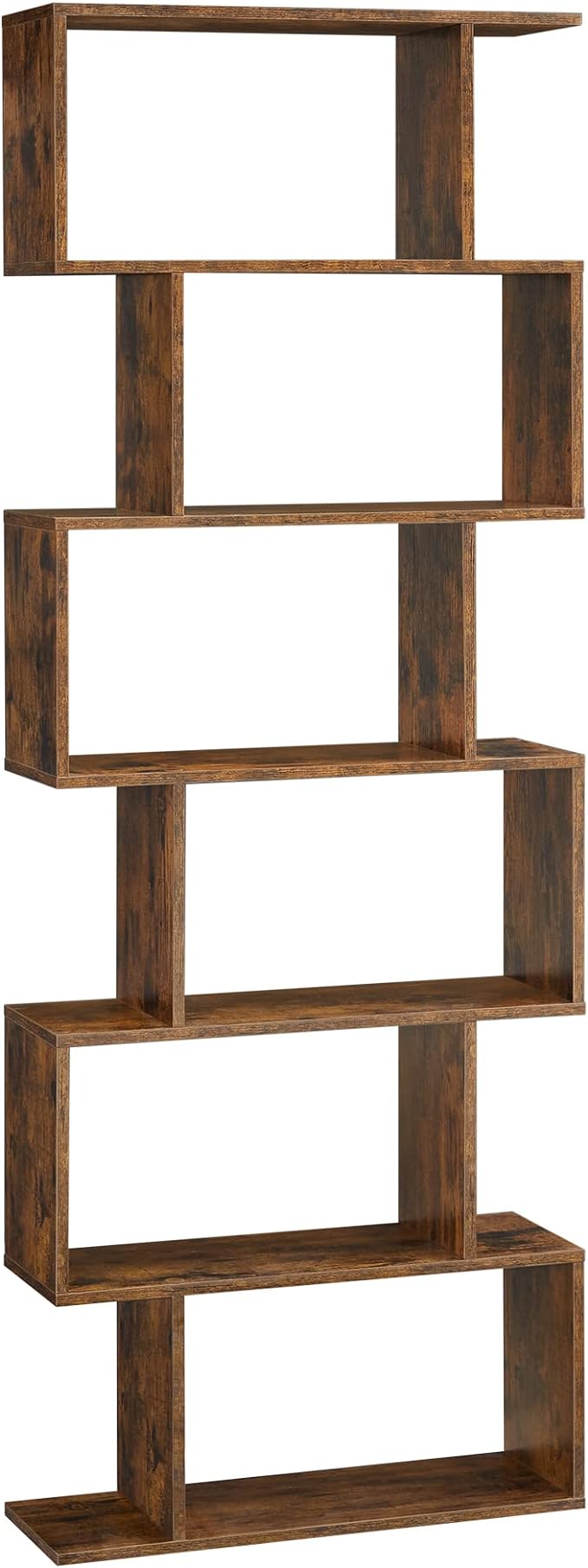 VASAGLE 6-Tier Bookshelf, Tall Display Shelf, Freestanding Storage Shelf, Rustic Brown ULBC61BX Coat Rack, Hall Tree with Shoe Bench for Entryway, Rustic Brown and Black UHSR40B