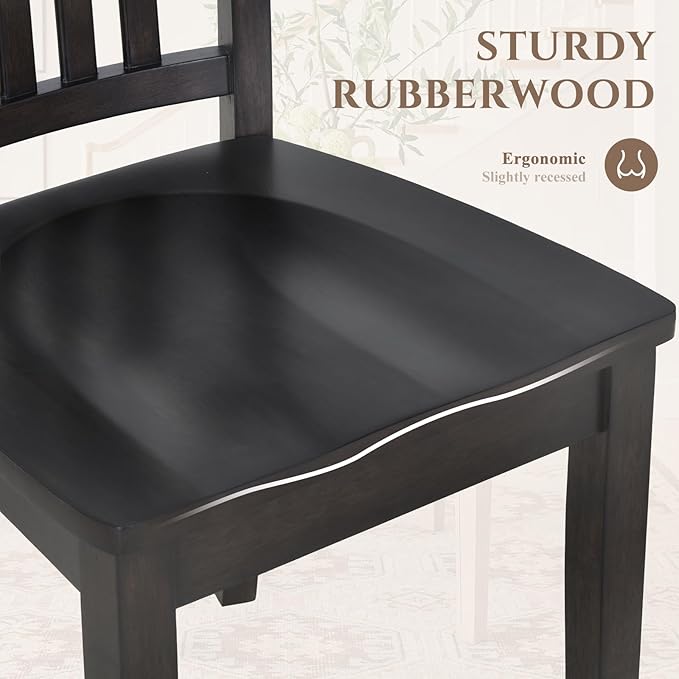 COLAMY Wooden Dining Room Chairs Set of 2, Spindle High Back Windsor Kitchen Side Chair, Farmhouse Dining Chairs for Kitchen, Dining Room, Dark Brown
