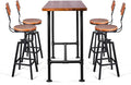 5 Pieces Industrial Dining Table Set Rustic Rectangular High Pub Table with Chairs Farmhouse Meeting Computer Desk and Stools for Office