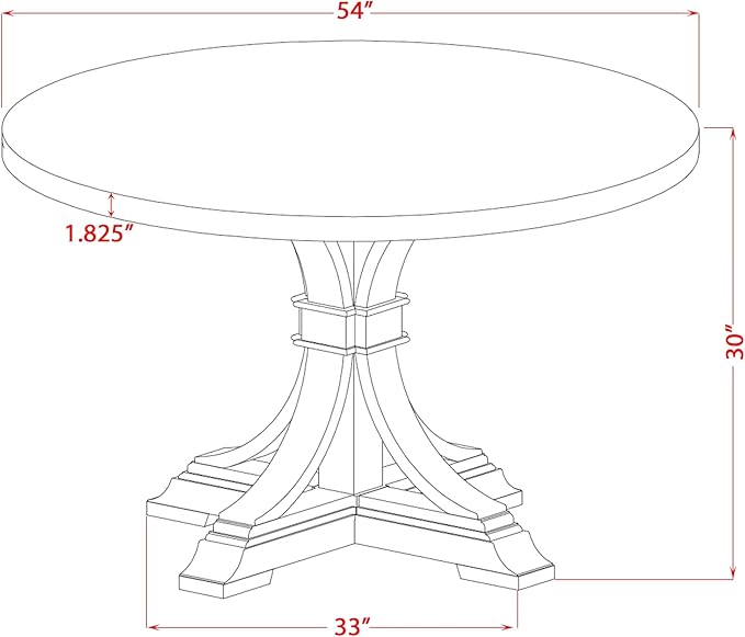 I57-0N-TP Breakfast Table with Acacia Wood Round Tabletop and Elegant Pedestal Base - Antique Walnut Finish