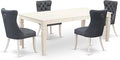 East West Furniture LGDA5-LWH-13 5 Piece Kitchen Set Includes a Rectangle Dining Table with Butterfly Leaf and 4 Polyester Fabric Upholstered Chairs, linen white