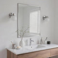 24x32 Inch Nickel Bathroom Mirror for Wall, Aluminum Frame Rectangle Rectangular Vanity Mirror, Modern Large for Bedroom, Living Room, Horizontal or Vertical