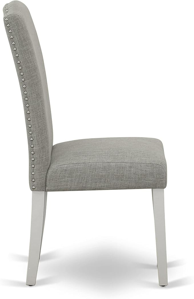 East West Furniture X027EN206-7 7 Piece Dining Room Furniture Set Consist of a Rectangle Dining Table with X-Legs and 6 Dark Shitake Linen Fabric Parsons Chairs, 40x72 Inch, Multi-Color