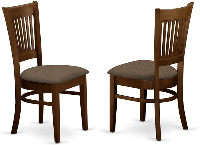 East West Furniture DLVA5-ESP-C 5 Piece Dining Set Includes a Round Dining Room Table with Dropleaf and 4 Linen Fabric Upholstered Chairs, 42x42 Inch, Espresso