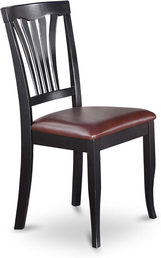 East West Furniture SUAV3-BCH-LC 3 Piece Dining Table Set Contains a Round Dining Room Table with Dropleaf & Shelves and 2 Faux Leather Upholstered Chairs, 42x42 Inch, Black & Cherry