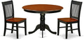 East West Furniture HLNO3-BCH-W 3 Piece Kitchen Table & Chairs Set Contains a Round Dining Room Table with Pedestal and 2 Dining Chairs, 42x42 Inch, Black & Cherry