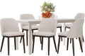 COLAMY 60 Inch Rectangular Kitchen Dining Table for 6, Modern Farmhouse Dining Table Set for 6, Wood Dining Table and Upholstered Dining Chairs for Kitchen, Dining Room, Restaurant, White/Beige