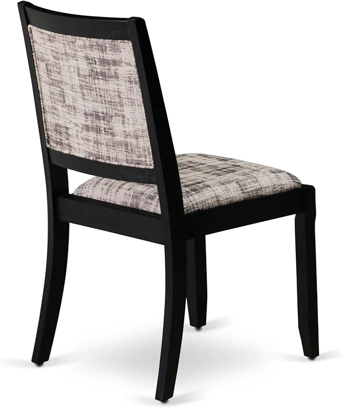 X12X2-006-30 - 13-piece Dining Room Table Set a Rectangular Kitchen Table and 12 Wire Brushed Black Polyester Fabric Stackable Chair, 39x120 Inch, Wire Brushed Black